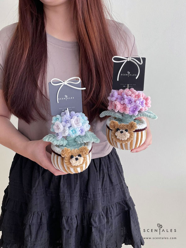 Snuggle Twisting Stick Flower Pot Memo Clip Handmade hydrangea